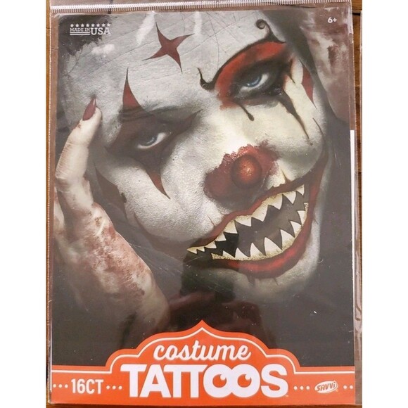 Spirit Halloween Youth Cursed Clown Costume Scary Medium M 10-12y Free Tattoos - Picture 9 of 13